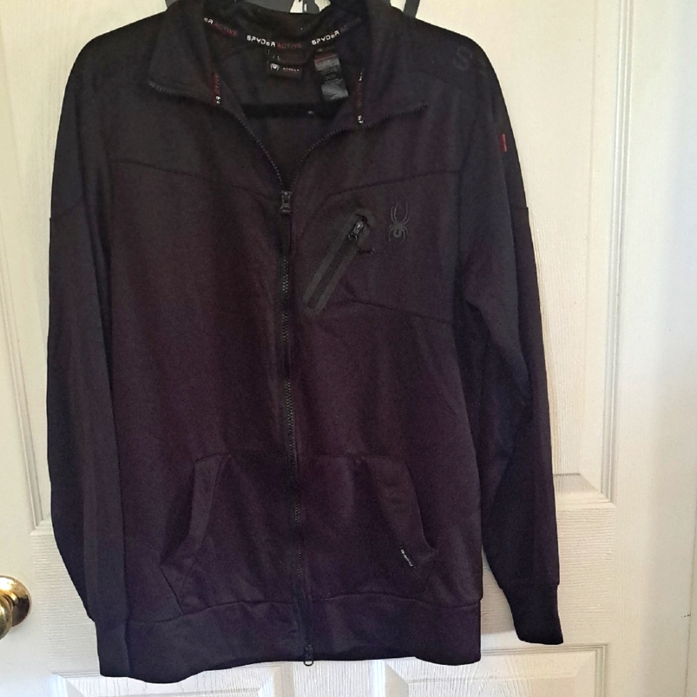 Spyder Active Black Zip-Up Jacket with Chest Pocket